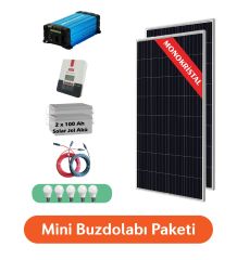 Gümüş Solar Mini Buzdolabı  Paketi 210 Watt Güneş Paneli 105 Ah Jel Akü 1000 Watt Tam Sinüs Inverter