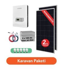 Gümüş Solar Karavan  Paketi 2*210 Watt  Güneş Paneli  2*105 Ah Solar Jel Akü 1000 Watt İnverter